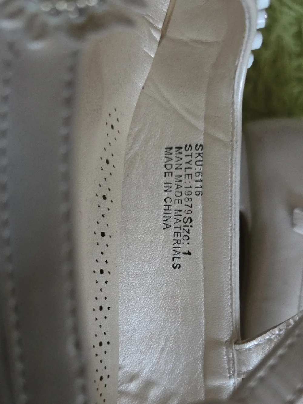 Josmo Pearlized Ivory‎ Girls Mary Jane Shoes with Rhinestone Strap